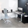 thumbnail image 3 of VIVO Electric 77" x 71" Corner Desk, Dark Gray Table Tops, White Frame, 3 of 8