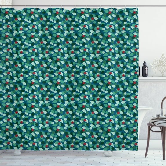 Ambesonne Ladybug Shower Curtain, Lucky Insects on Leaves, 69"Wx75"L, Multicolor