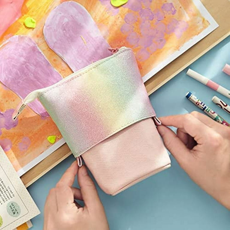 HVOMO Cute Rainbow Pencil Case for Girls Kids Soft Pen Box Kids