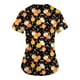 thumbnail image 3 of Blusa médica con estampado de calabaza de Halloween para mujer: uniforme médico de manga corta con cuello en V, 3 of 3