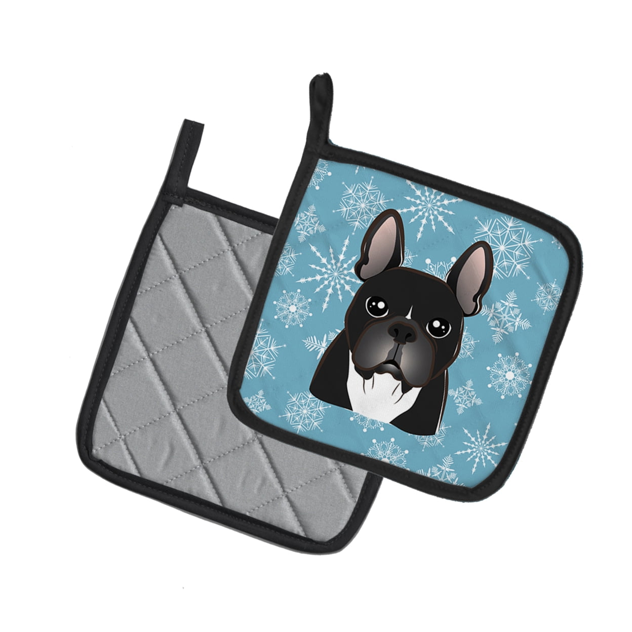 Carolines Treasures BB1661PTHD Snowflake French Bulldog Pair of Pot Holders , 7.5HX7.5W, multicolor