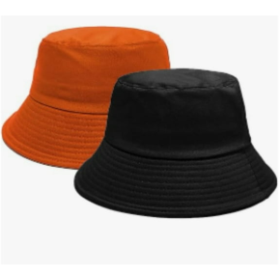 2 Packs UPF 50  Cotton Bucket Hat Anti-UV Foldable Sun Cap for Women Men Outdoor Beach Fishing Travel