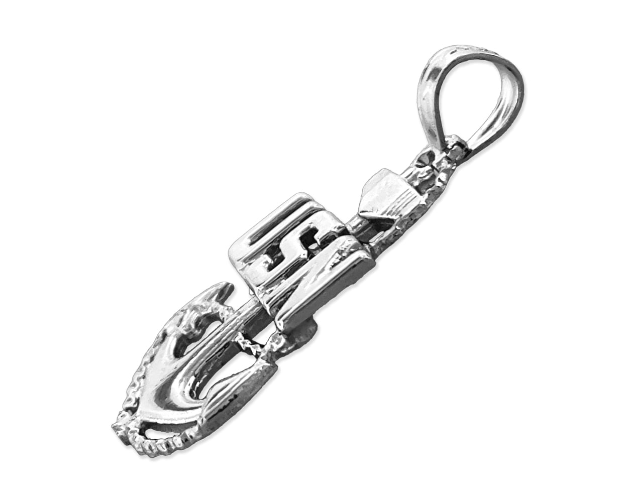 Rhodium Plated 925 Sterling Silver US Navy Anchor Charm