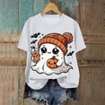 thumbnail image 2 of Towmus Women Halloween Shirt Cute Graphic Tees Crew Neck Short Sleeve T-Shirts Pullover Tops White, 2 of 4