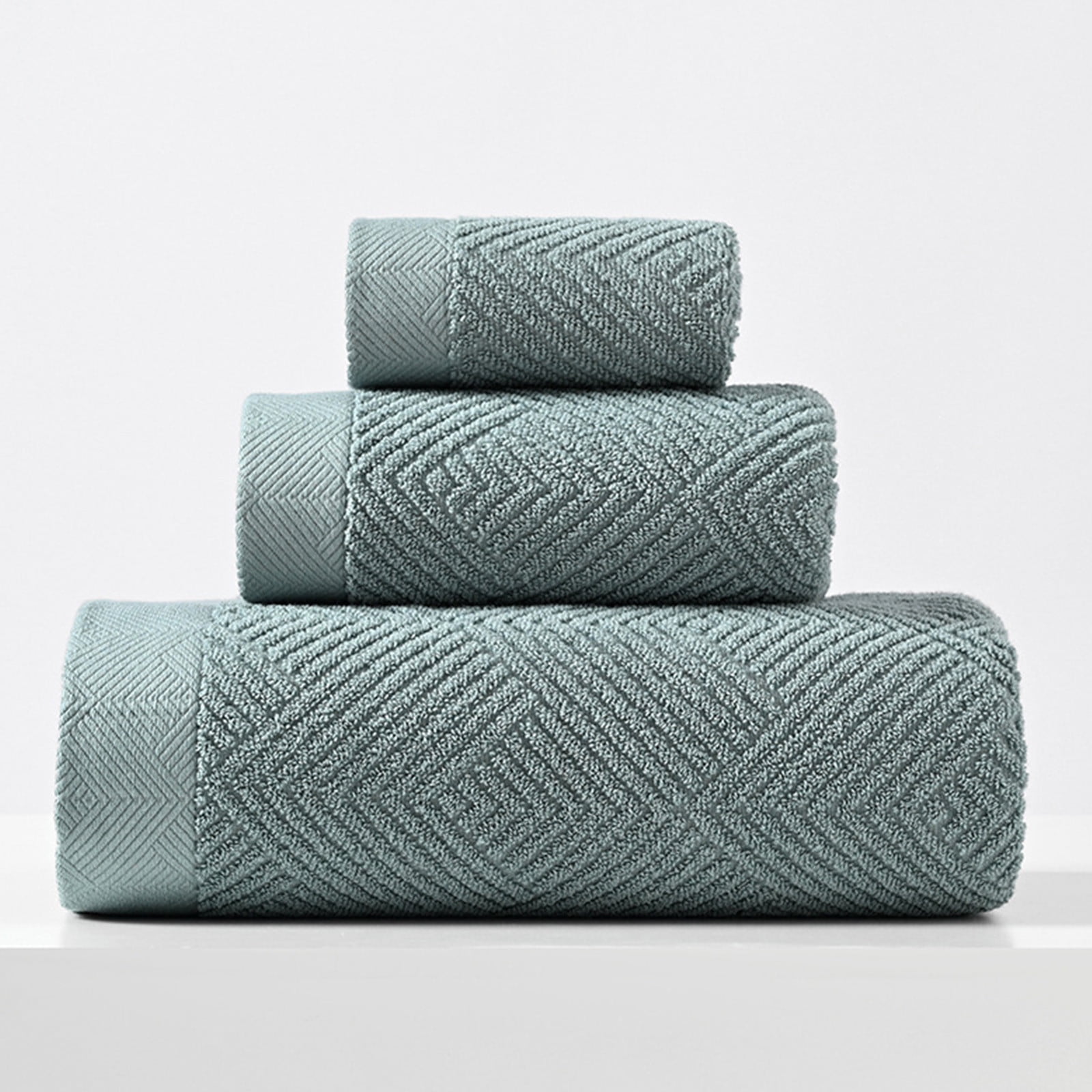 Qocolhg Ultra Soft 3 Pcs Cotton Bath Towel Sets on Clearance, Contains 1 Bath Towels 28x55 inch, 1 Hand Towels 13x27 inch & 1 Wash Coths 13x13 inch, Compact & Lightweight for Bathroom, Green