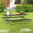 thumbnail image 2 of Gymax Folding Picnic Table w/ 2 Benches 6 FT Camping Table Set w/ Metal Frame, 2 of 10