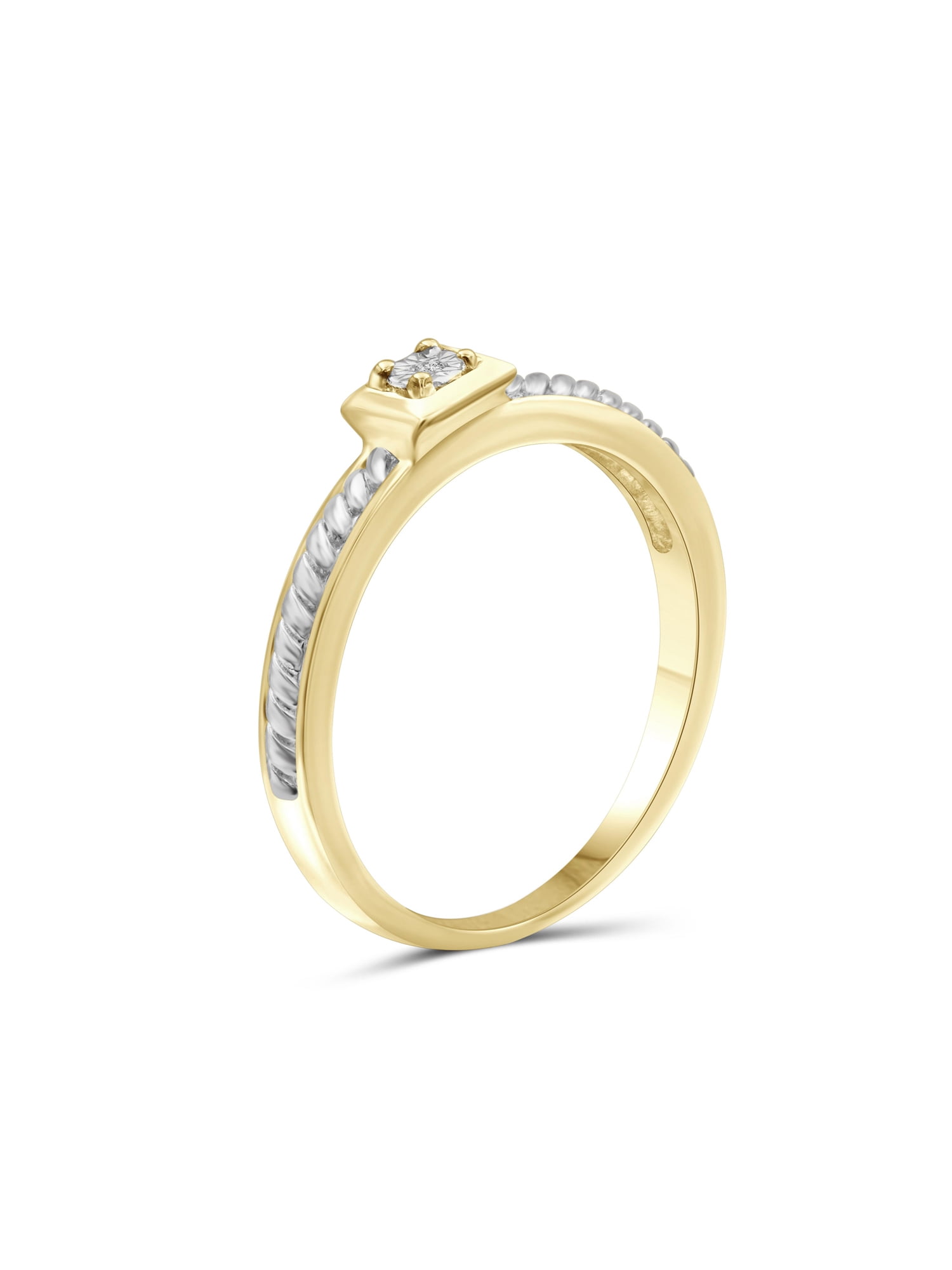 JewelersClub Diamond Rings for Women – Accent White Diamond Ring Jewelry– Two Tone Sterling Silver Bands for Women –– Ring by JewelersClub