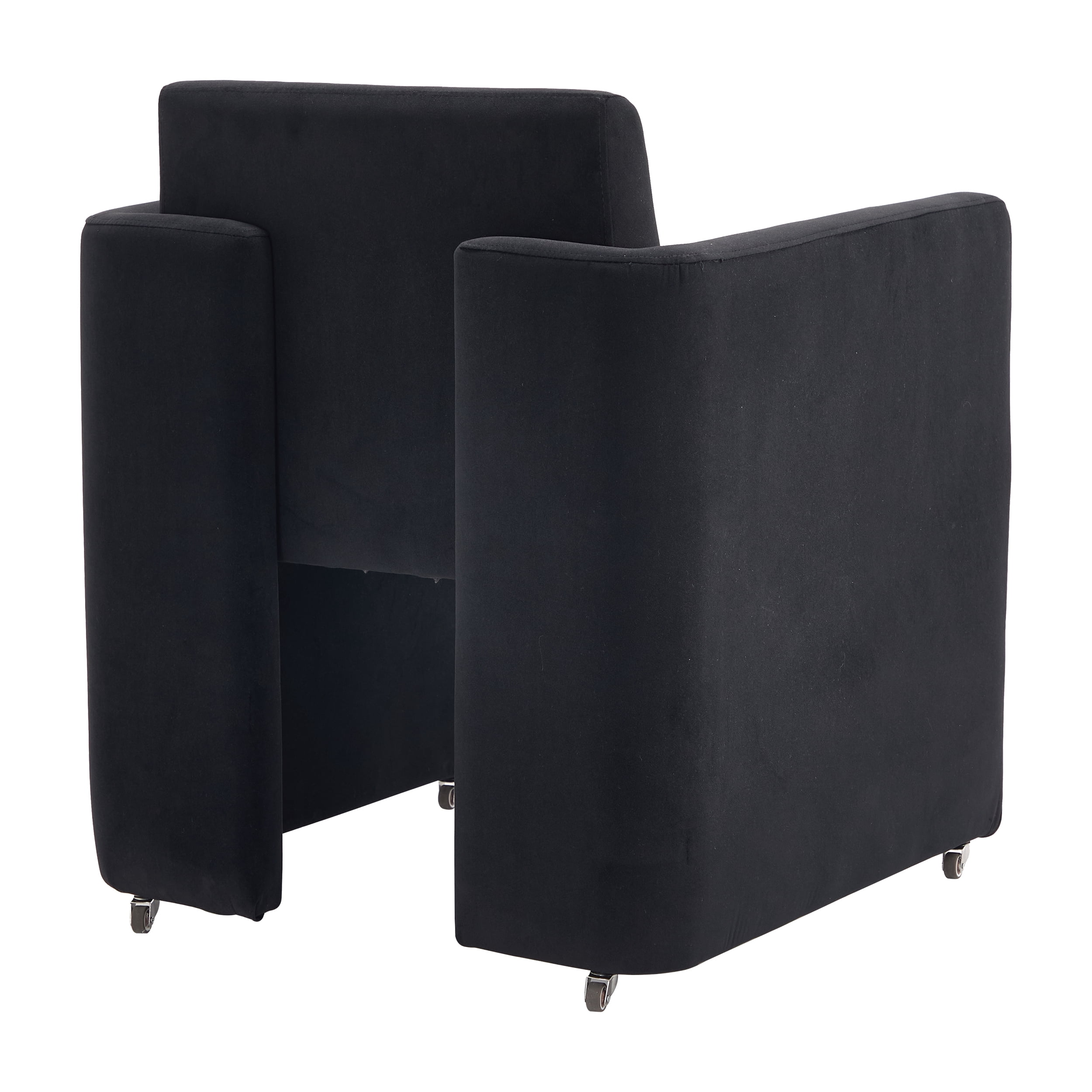 Barrel Dining Chair with Velvet Fabric and Arms, Upholstered Accent Chair and Side Seating for Living Room Home Office Reception, Velvet Black