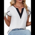 thumbnail image 2 of Camisetas de Corta con Cuello en V para Mujer, Blancas, Talla S, 2 of 8