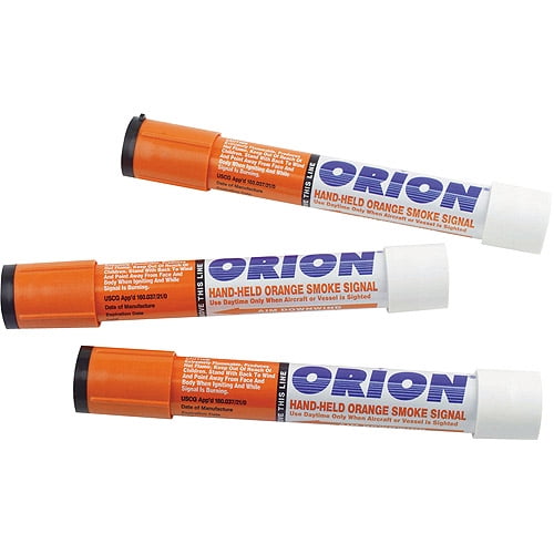 Orion Safety Products Hand Held Orange Smoke Marine Flares, 3Pack