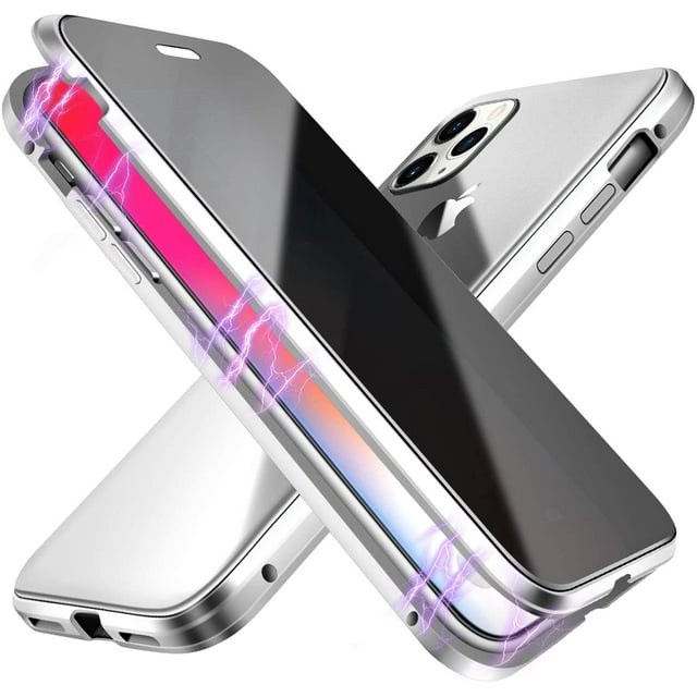 IBAOLEA Compatible with iPhone 12 pro max Magnetic Case,Anti Peep Magnetic Double-Sided Privacy Screen Protector Clear Back Metal Bumper Anti-Peep Phone Cases Cover Compatible with iPhone 12 pro max