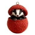 thumbnail image 2 of Christmas Knit-Ball Animals Series Acrylic Ornaments Cute Woodlands Friend With Fair-Isle Patterns, 2 of 6