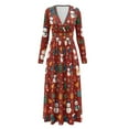 thumbnail image 5 of FKELYI Xmas Snowman Christmas Tree Print Long Sleeve Maxi Dress for Women V-Neck Soft Casual Dress Flowy A-Line Dresses with Side Pockets for Party Wedding, 3XL, 5 of 6