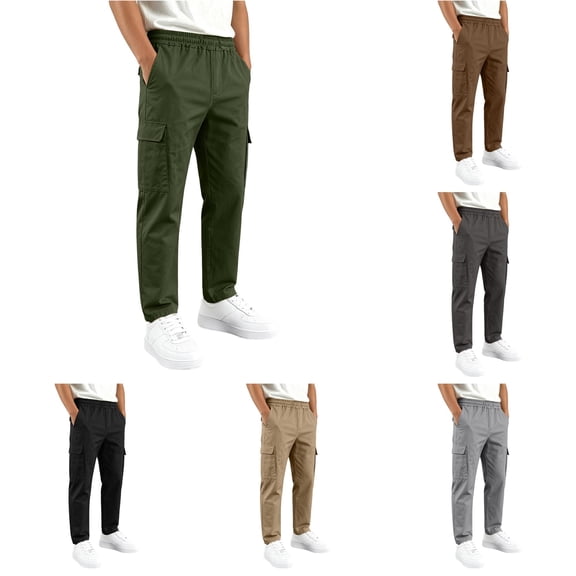 WERYOUNG Boys Girls Cargo Pants Elastic Drawstring Waist Straight Leg Trousers Kids Loose Fit Back To School Pants 5-6 Years