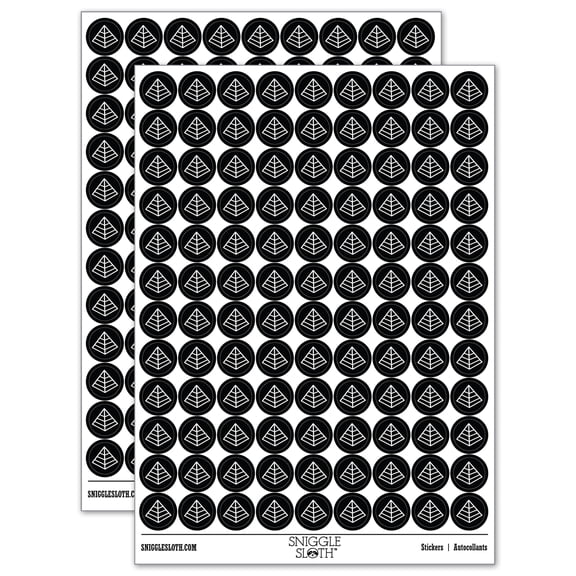 Pyramid Egypt Outline 200  Round Stickers - Black - Gloss Finish - 0.50" Size