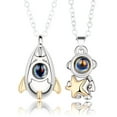 thumbnail image 4 of Dengmore Necklaces Spaceman Couple Necklace A Pair Of 100 Languages I Love You Projection Stone Valentine's Day Necklace, 4 of 9