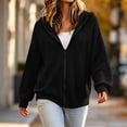 thumbnail image 5 of Ghalytn Women's Ribbed Knit Zip Up Hoodie Long Sleeve Drawstring Hooded Sweater Jacket, 5 of 7