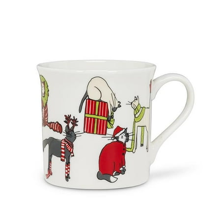 

Abbott Collection AB-27-HOLICATS-MUG 3.5 in. Holiday Cats Mug White & Red