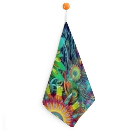 

PALNKART Psychedelic Art Hand Drying Towels with Loop - Ultra-Fine Fiber Kitchen Essentials 11.8x11.8in (30*30cm) Pack of 2 4pcs