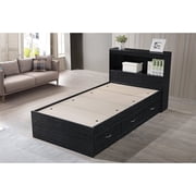 Hodedah Twin Size Captain Bed with 3 Drawers and Headboard in Cherry Wood