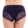 thumbnail image 5 of LIQQY Women's 4 Pack Cotton Mid Rise Full Coverage Lace Hipster Brief Panty Underwear (M, Navy Blue), 5 of 5