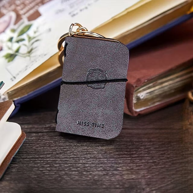 Deeceymbur Mini Ledger Keychain Portable Notebook Soft Faux Leather Cover Creative Design Key Accessory Daily Notes Gift