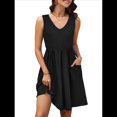 thumbnail image 3 of Vestidos de Verano para Mujer 2025, Informales, Sin Mangas, para Vacaciones en la Playa, Fluidos, Midi, con Bolsillos. Negro M, 3 of 5