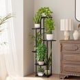 thumbnail image 3 of Soporte para Plantas de 6 Niveles Negro Macetero Moderno de Madera y Metal Estante Ahorrador de Espacio para Macetas y Plantas Porta Macetas Decorativ, 3 of 6