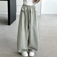 thumbnail image 2 of SJLDQY Girl's Wide Leg Pants Straight Fit Baggy Pants for Girls Casual Elastic Drawstring Waist Trousers with Pockets, 2 of 8