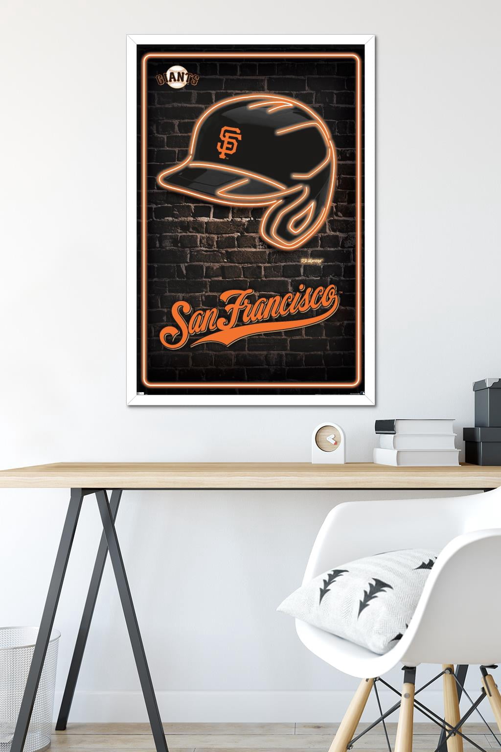 MLB San Franciso Giants - Neon Helmet 23 Wall Poster, 22.375" x 34" Framed