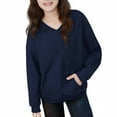 thumbnail image 2 of Loopsun Kids Sweatshirts, Toddler Kids Casual Solid V Neck Long Sleeve Sweatshirts Top with Pocket Navy, 9-10 Years, 2 of 4