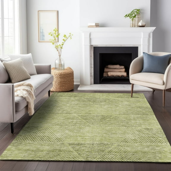 Addison Rugs Chantille Indoor/Outdoor Transitional Geometric Aloe Washable Rectangle Rug, 9' x 12'