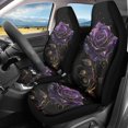thumbnail image 2 of XYZCANDO Elegant 2-Pack Front Car Seat Covers with Purple Gold Rose - Durable Breathable Protector For Car Interior Decor, 2 of 10