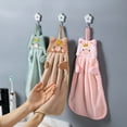 thumbnail image 6 of Hangable Hand Towel Cute Piglet Embroidery Absorbent Coral Fleece Hand Cloth Kitchen Hand Wipe Hand Wipe Piglet  Towel Pink, 6 of 8