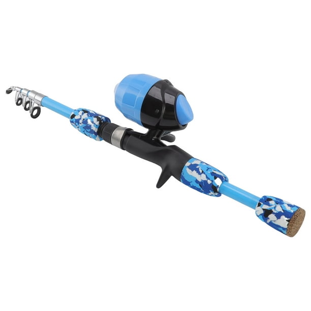 Kozecal Kids Fishing Rod Reel Combo, Flexible Frp Kids Fishing Pole Set Blue Retractable For 3 To 15 Years Old