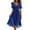 06# Blue, variant on Qwertyu Spring Dresses for Women 2025 Boho Floral Printed Chiffon Dresses Elegant V Neck Belted Summer Wedding Prom Cocktail Midi Dress Blue S