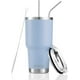 thumbnail image 1 of D·S Vaso azul de 30 onzas, taza aislada al vacío de doble pared de acero inoxidable con pajita y tapa, cepillo de limpieza para bebidas frías y calientes, 1 of 5