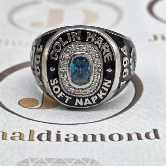 Customized Class Ring For Men High School Ring 1994,Name And Logo Engraved College Best University Gift 925 Sterling Silver