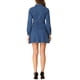 thumbnail image 3 of Vestido de mezclilla para mujer, con botones, cuello tipo polo, escote en V, de manga larga, corte en A, de algodón, vestido de mezclilla, talla XS, color azul, 3 of 7