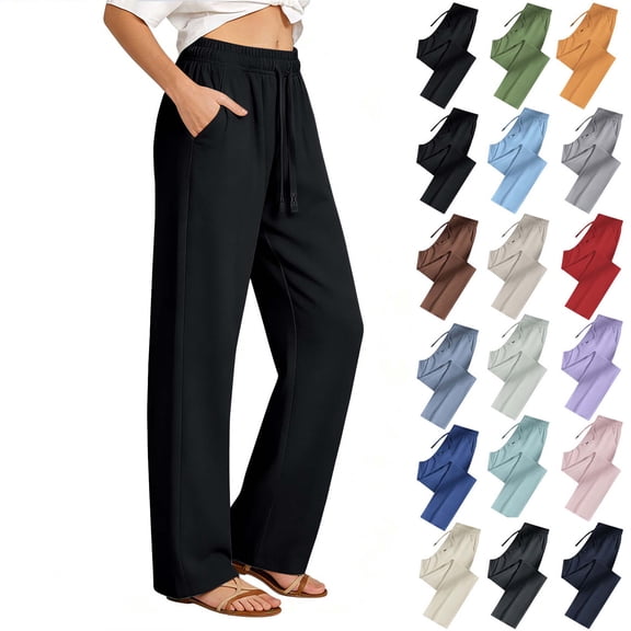 Xaqiouau Unisex Quick Dry Pants Lightweight Breathable Athletic Casual Straight Leg Pants Drawstring Travel Hiking Pants with Pockets