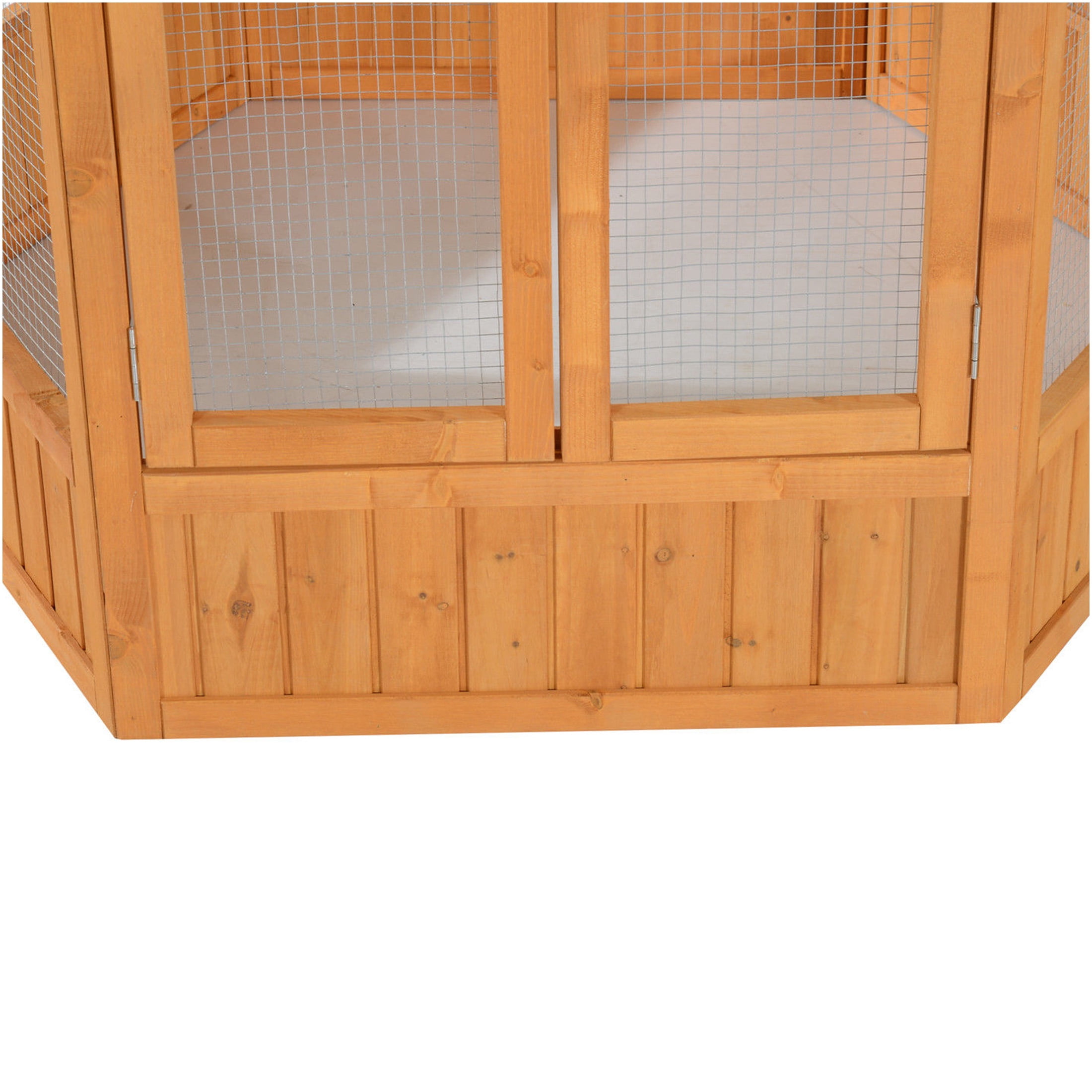 JERFIT 69" Large Hexagon Wooden Bird Cage Outdoor & Indoor Aviary with Lock, Waterproof Roof for Parakeets Finches Canaries