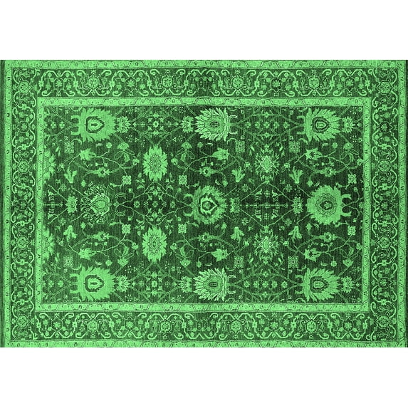 Ahgly Company Indoor Rectangle Oriental Emerald Green Industrial Area Rugs, 3' x 5'