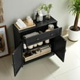 thumbnail image 3 of GZXS Farmhouse Buffet Cabinet with 2 Barn Doors, 1 Drawer and Adjustable Shelf, Kitchen Sideboard Accent Cupboard with Anti-Tip Device, 30"L x 12"W x 32.5"H, Black, 3 of 7