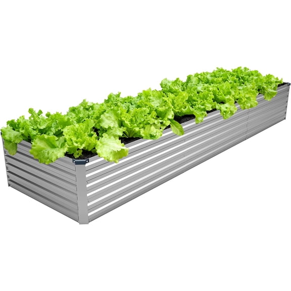 Galvanized Raised Garden Bed 12 ft x 2 ft x 1.5 ft Rectangle Metal Planter Silver