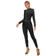thumbnail image 3 of Doomiva Women's Rhinestone Gymnastics Leotard Unitard Full Body Figure Ice Skating Jumpsuit Bodysuit Black XL, 3 of 7