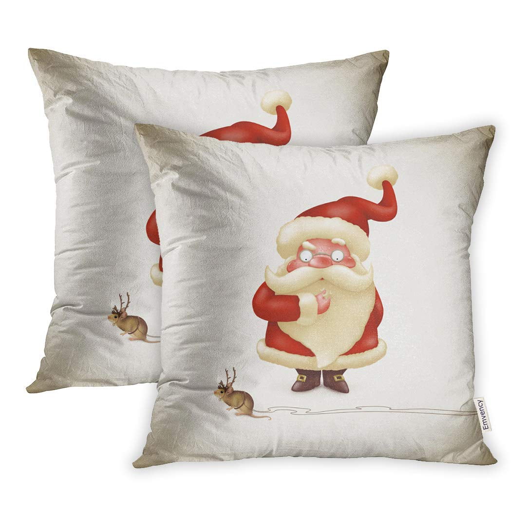 Multicolor 16x16 Festive Santa Reindeer Christmas Pun Festive Oh Deer Christmas is Here Santa Reindeer Pun Holiday Throw Pillow 