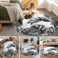 thumbnail image 5 of Large Round Rug 8Ft Washable Non-Slip, Grey Black Leaves Circle Area Rugs for Living Room Bedroom, Summer Botanical Watercolor Leaf Indoor Floor Mats Carpet Runner for Home Decor, 5 of 8