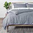 thumbnail image 3 of Bare Home Luxury Duvet Cover and Sham Set - Premium 1800 Collection - Ultra-Soft - Queen, Heather Midnight Blue, 3-Pieces, 3 of 7