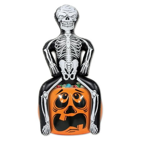 pack of 6 inflatable skeleton party pooper on pumpkin halloween cooler 475