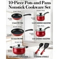 thumbnail image 2 of Cook N Home Juego de Ollas y Sartenes Antiadherentes Batería de Cocina de 10 Piezas, Juego de Cocina con Forma de Vientre con Sartenes y Cacerolas, Compatible con Inducción, Mármol Rojo, 2 of 5